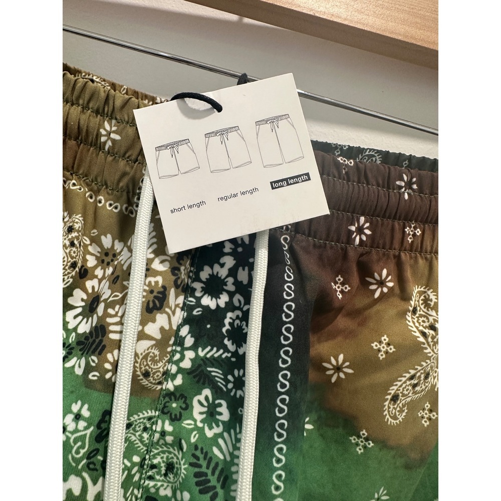 Zara Mens Bandana Print Set Green Paisley Sleeveless Shirt Swim Shorts Large NEW - Picture 8 of 15